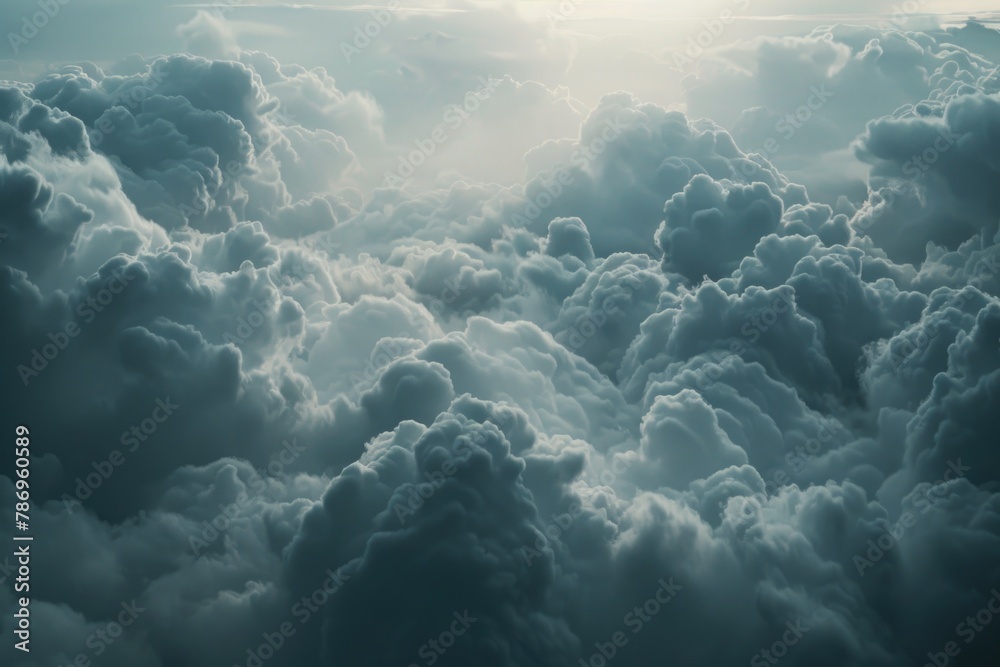 Poster sunlight breaking through the clouds, ideal for weather or nature concepts