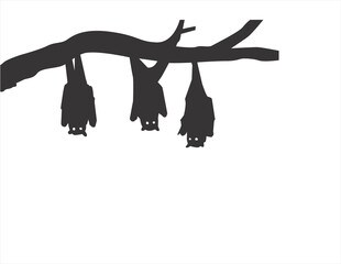 bats hanging on a tree branch for halloween design