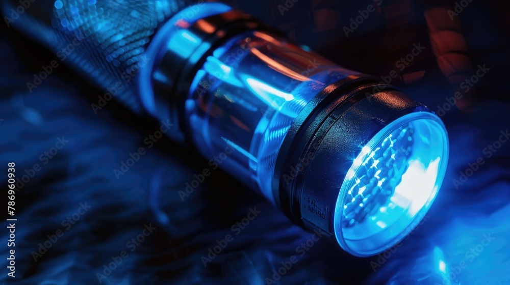 Aufkleber A flashlight on a table. Suitable for various concepts
