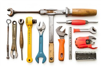 Isolated images of tools or DIY (do-it-yourself) project items. . photo on white isolated background
