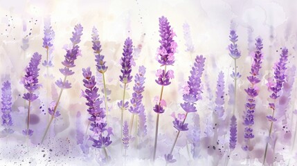 Beautiful painting of lavender flowers, perfect for home decor or botanical illustrations