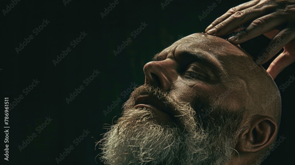 Aufkleber detailed close-up of a person with a beard. suitable for various projects