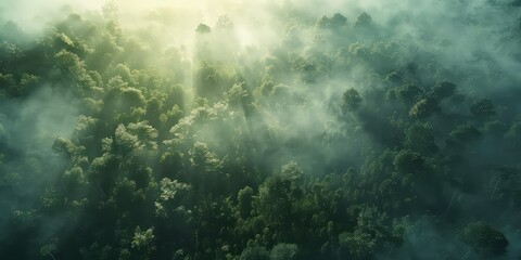 Aerial top view forest tree, Rainforest ecosystem and healthy environment concept and background, Texture of green tree forest view from above. - obrazy, fototapety, plakaty