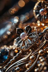 Fototapeta premium A collection of jewelry displayed on a table. Perfect for fashion or luxury concepts