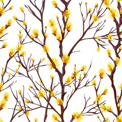 Fototapeta premium A bunch of yellow flowers blooming on a tree. Ideal for nature and springtime concepts
