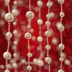 A bunch of pearls hanging from a string. Ideal for jewelry and fashion concepts