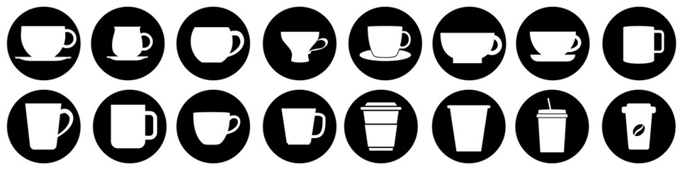 Coffee cup icon vector set. Tea cup illustration sign collection. Mocha symbol or logo.