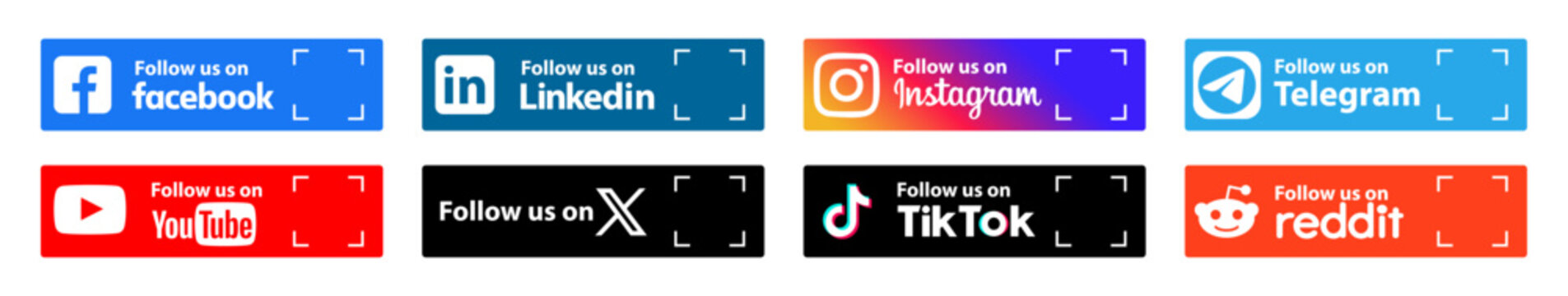 Social Media Icons,Facebook,Instagram,Twitter ,YouTube,Telegram,Reddit, ,LinkedIn with qr code ,follow us on social media.QR Code Scanner.Vector Editorial
