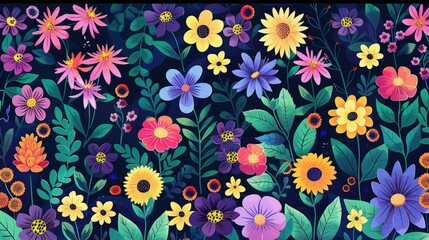 Full screen flowers, illustrations, background patterns.