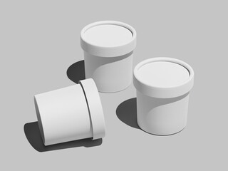 Realistic White Blank Ice Cream Cup Mockup 3D Isolated