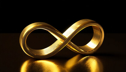 Golden infinite symbol shining in the dark