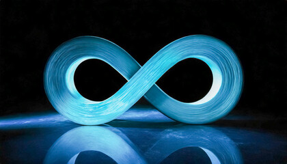 Blue infinite symbol shining in the dark