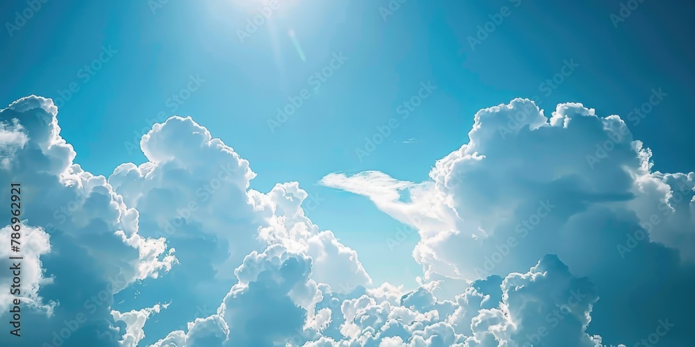 Poster sunlight breaking through the clouds, ideal for weather-related designs