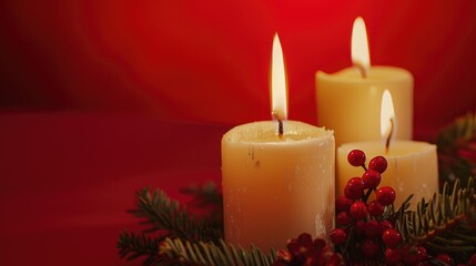 Three candles sitting on a table, suitable for various themes and concepts