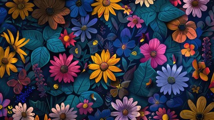 Full screen flowers, illustrations, background patterns.