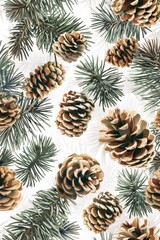 Pine cones sitting on top of a tree, suitable for nature and outdoor themes
