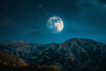 Fototapeta na wymiar beautiful view of the moon from a distance at night, generative ai