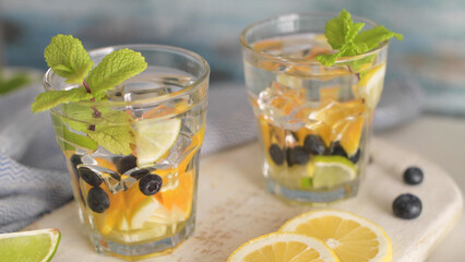 Summer healthy cocktails of citrus infused waters