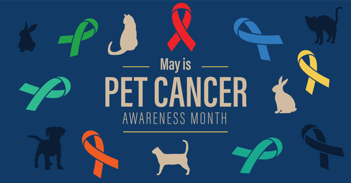 Pet cancer awareness month campaign banner. Observed in May. Advocacy poster.