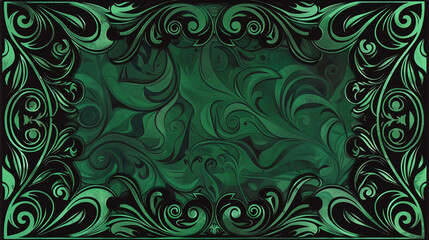 Emerald and black swirls for an enchanting forest feel, perfect for mystical content borders.