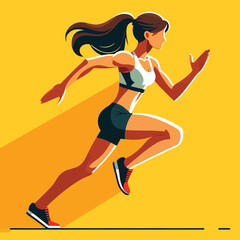 Fototapeta na wymiar illustration of an athletic woman running fast