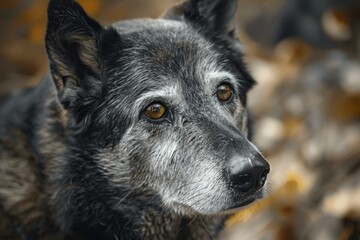 Close-up shot of a senior dog