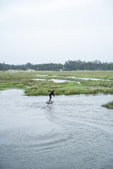Hydrofoil rider gliding over the water