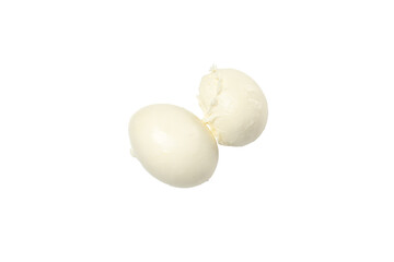 Obraz na płótnie Canvas PNG, Two balls of mozzarella cheese, isolated on white background, top view
