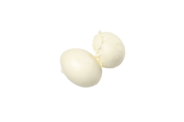 PNG, Two balls of mozzarella cheese, isolated on white background, top view