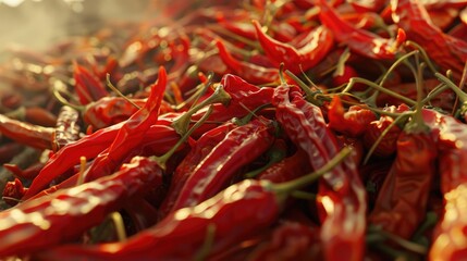 A pile of red hot peppers on a table, perfect for food-related projects