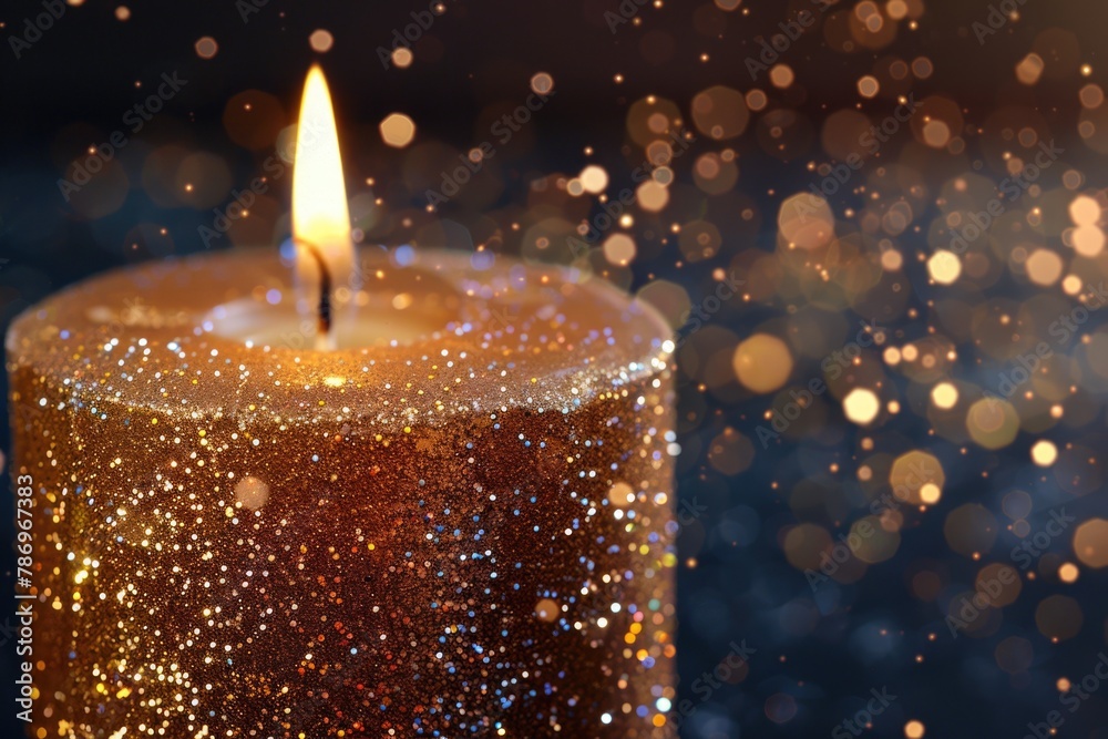 Poster a peaceful image of a lit candle with a soft, blurred background. suitable for relaxation or meditat
