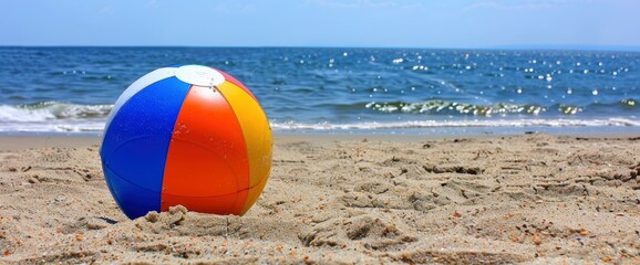 Gentle swats at a stray beach ball, sent rolling across the sand, professional photography and light , Summer Background