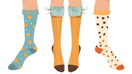 Set of three pairs of female or male legs in the sock
