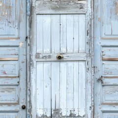 A rustic door with worn paint, great for vintage themes