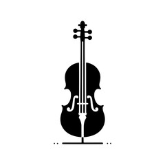 Black Vector Silhouette of a Cello, Symbolizing Classical Elegance and Rich Tones- Cello illustration- cello black vector silhouette