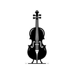 Fototapeta na wymiar Black Vector Silhouette of a Cello, Symbolizing Classical Elegance and Rich Tones- Cello illustration- cello black vector silhouette