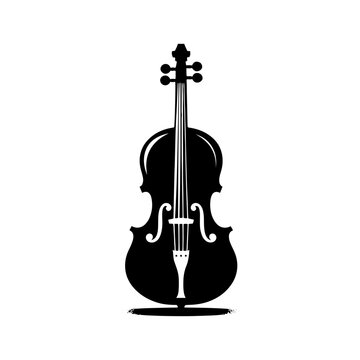 Black Vector Silhouette of a Cello, Symbolizing Classical Elegance and Rich Tones- Cello illustration- cello black vector silhouette
