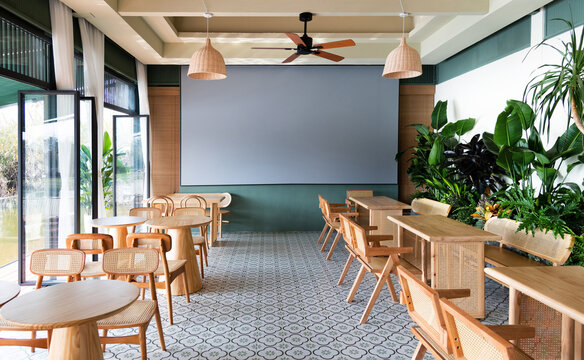 Tables and chairs in the restaurant