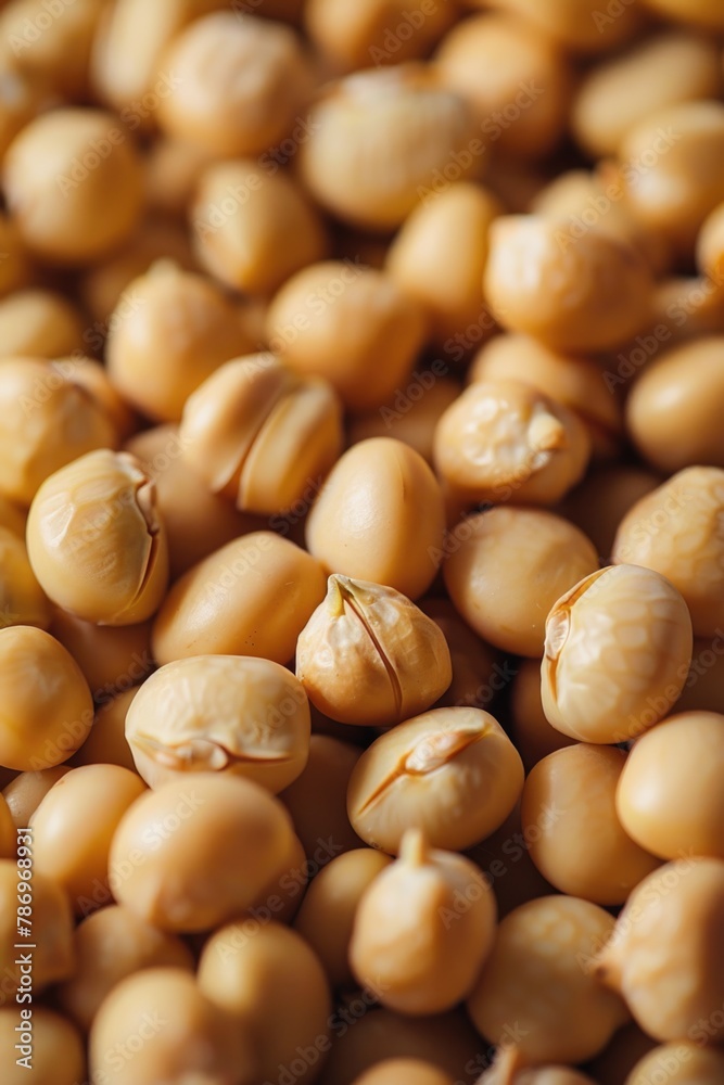Poster a pile of chickpeas stacked on top of each other. suitable for food and nutrition concepts