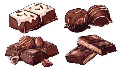 Four Chocolate set. Different shapes of chocolate. Can