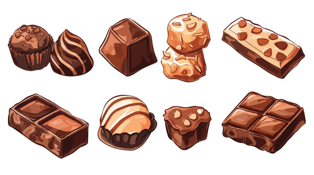 Four Chocolate set. Different shapes of chocolate. Can