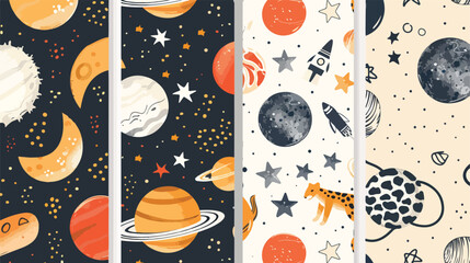 Space stars planets leopard print Four shapes and doo