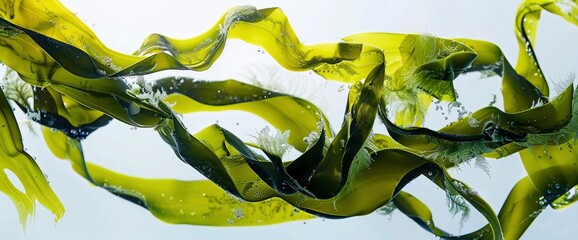 Playful antics with a strand of seaweed, tossed about in the breeze, professional photography and light, Summer Background