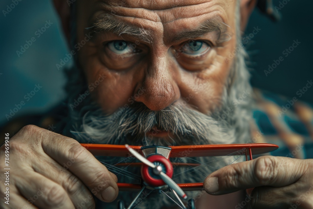 Poster Close up of a person holding a pair of scissors. Suitable for various creative projects