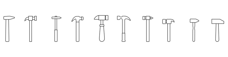 Hammer icon vector set. Repair illustration sign collection. Tool symbol or logo.