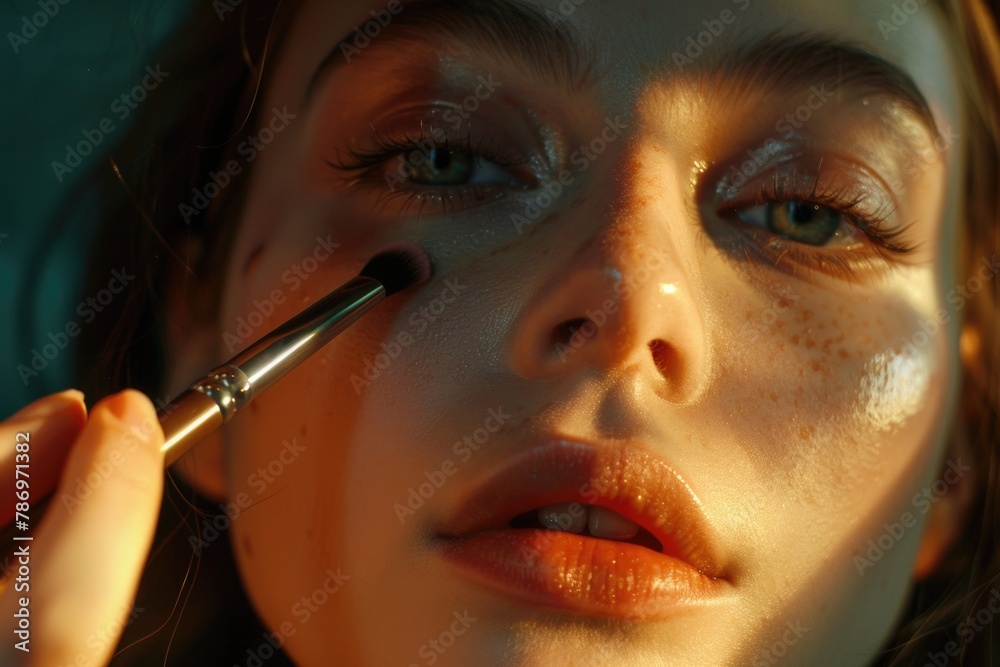 Poster Close up of a person using a brush. Suitable for art and creativity concepts