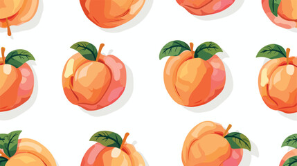 Tasty fruits. Peaches. Paper cut sticker style. Side