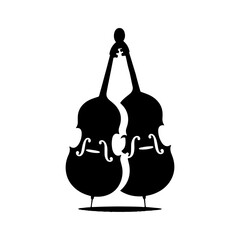 Low End Reverberation: Black Vector Silhouette of a Double Bass, Classic Double Bass Illustration- Double Bass vector - obrazy, fototapety, plakaty