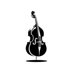 Low End Reverberation: Black Vector Silhouette of a Double Bass, Classic Double Bass Illustration- Double Bass vector