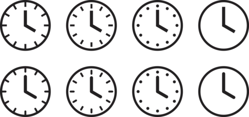 Foto op Plexiglas 様々な形の時計アイコンのベクターイラストセット © summer orange